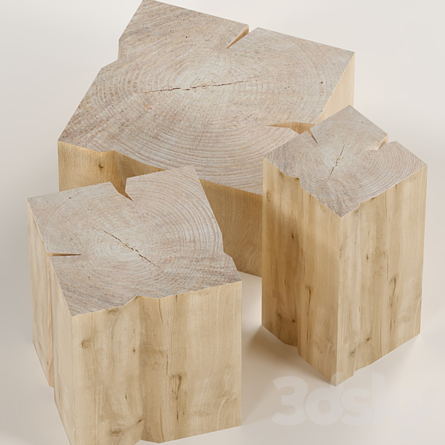 Three coffee table stump. 3DS Max Model - thumbnail 3