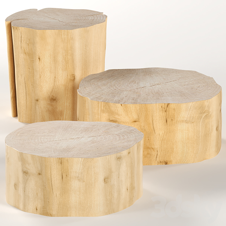 Three round coffee table stump. 3DS Max - thumbnail 1