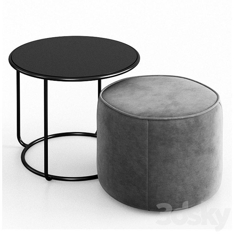 Tom pouf & side table 3DS Max - thumbnail 1