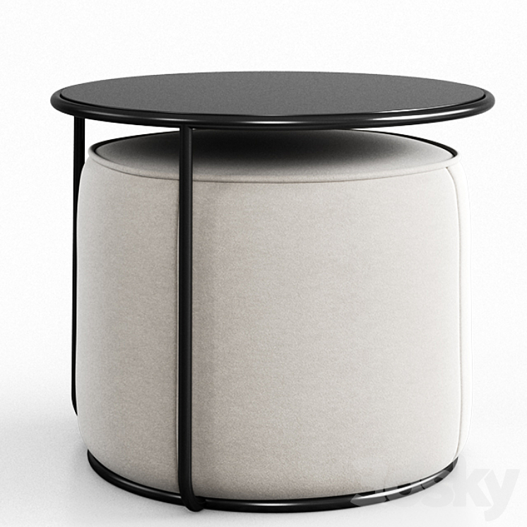 Tom pouf & side table 3DS Max - thumbnail 2