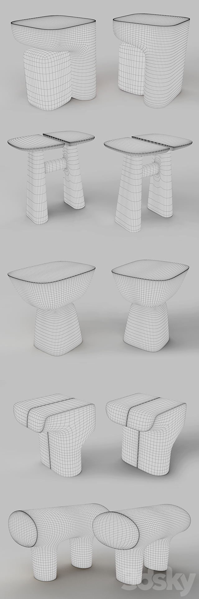 ToolsGalerie stool 3DS Max Model - thumbnail 3