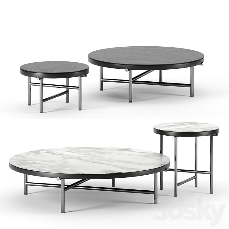 Torii coffee tables by Minotti set 2 3DS Max - thumbnail 1