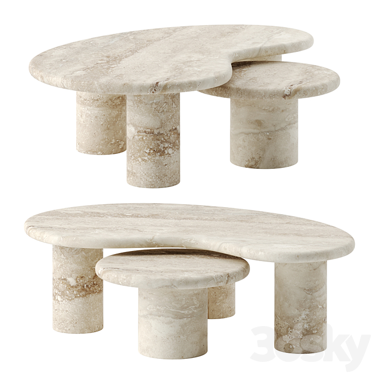 TRAVERTINE PUDDLE coffee table by Anna Karlin 3DS Max Model - thumbnail 1