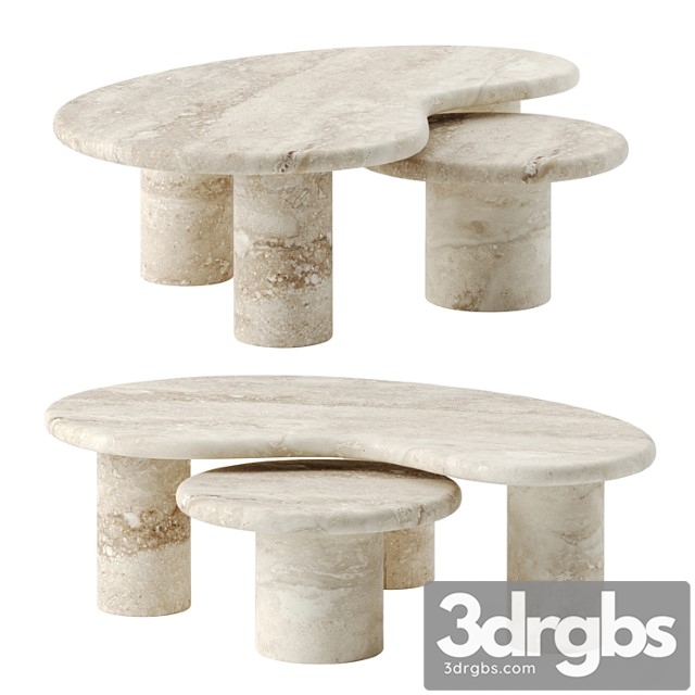 Travertine puddle coffee table by anna karlin - thumbnail 1