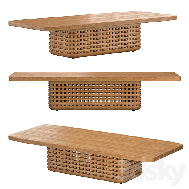 TRELICA TEAK RECTANGULAR COFFEE TABLE 3ds Max - thumbnail 1