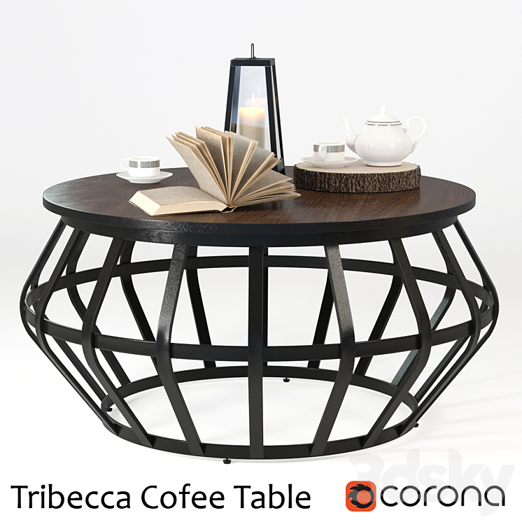 Tribecca Metall Frame Round Cofee Table 3DS Max - thumbnail 1