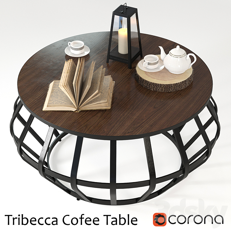 Tribecca Metall Frame Round Cofee Table 3DS Max - thumbnail 2