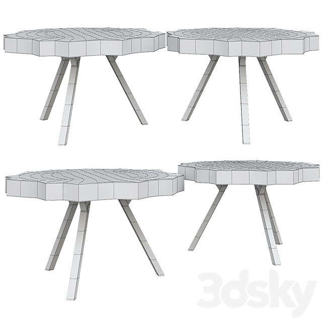 Trio Petrified Coffee Table 3DS Max Model - thumbnail 2