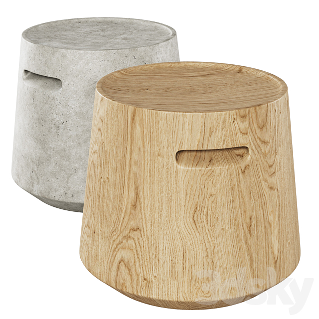 Turn Cocktail Stool _ Wood and concrete cocktail table 3ds Max - thumbnail 1