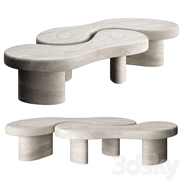 U&ME TABLE TRAVERTINE 3ds Max - thumbnail 1