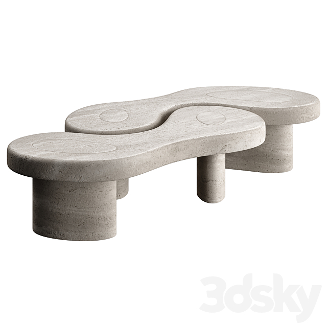 U&ME TABLE TRAVERTINE 3ds Max - thumbnail 2