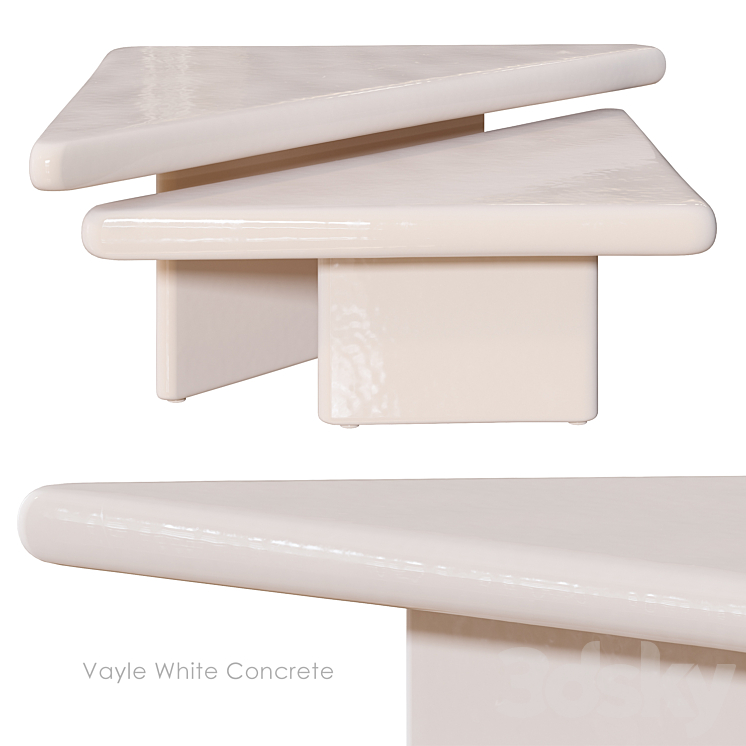 Vayle White Concrete Coffee Table by CB2 3DS Max Model - thumbnail 1