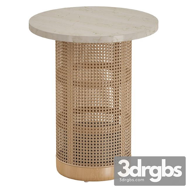 Vernet travertine cane end table (crate and barrel) - thumbnail 1