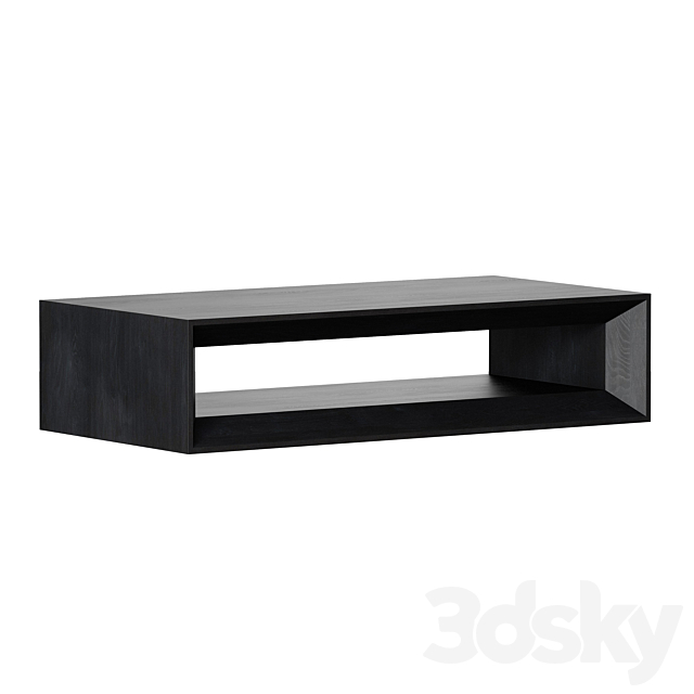 Vernon Large Rectangular Ebonized Pine Wood Coffee Table with Shelf Crate and Barrel 3DS Max Model - thumbnail 2