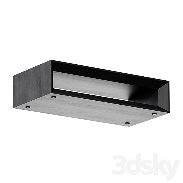 Vernon Large Rectangular Ebonized Pine Wood Coffee Table with Shelf Crate and Barrel 3DS Max Model - thumbnail 3