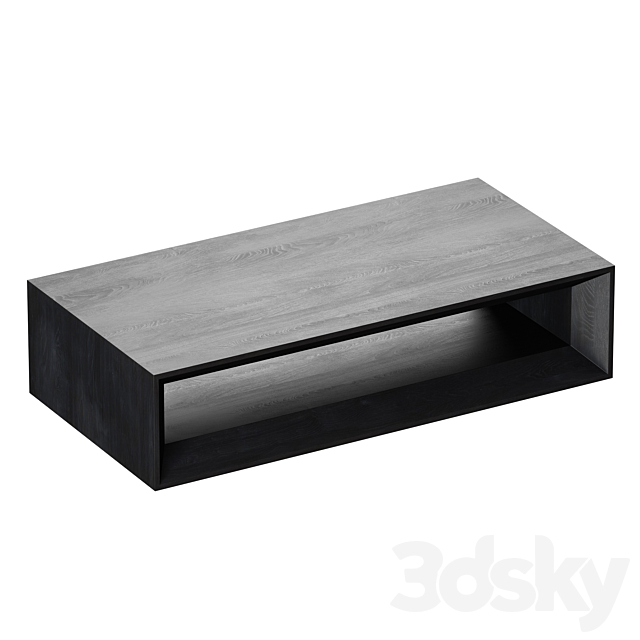 Vernon Large Rectangular Ebonized Pine Wood Coffee Table with Shelf Crate and Barrel 3DS Max Model - thumbnail 4