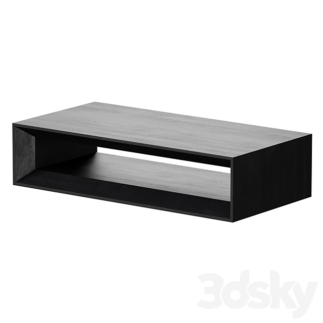 Vernon Large Rectangular Ebonized Pine Wood Coffee Table with Shelf Crate and Barrel 3DS Max Model - thumbnail 5