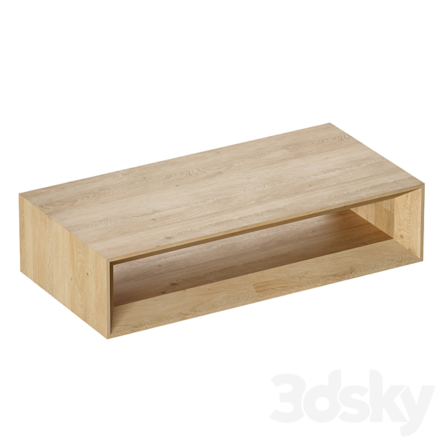 Vernon Large Rectangular Natural 68″ Pine Wood Coffee Table with Shelf Crate and Barrel 3ds Max - thumbnail 2