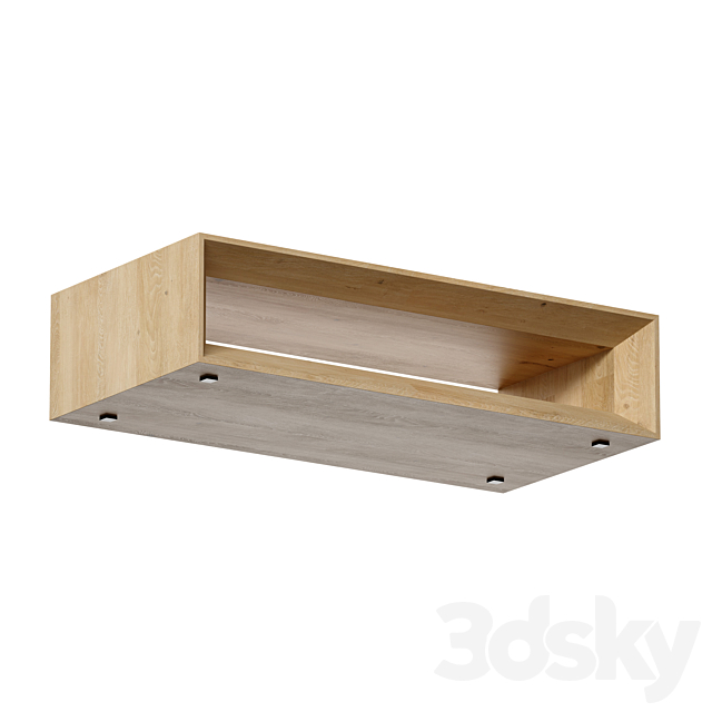 Vernon Large Rectangular Natural 68″ Pine Wood Coffee Table with Shelf Crate and Barrel 3ds Max - thumbnail 3