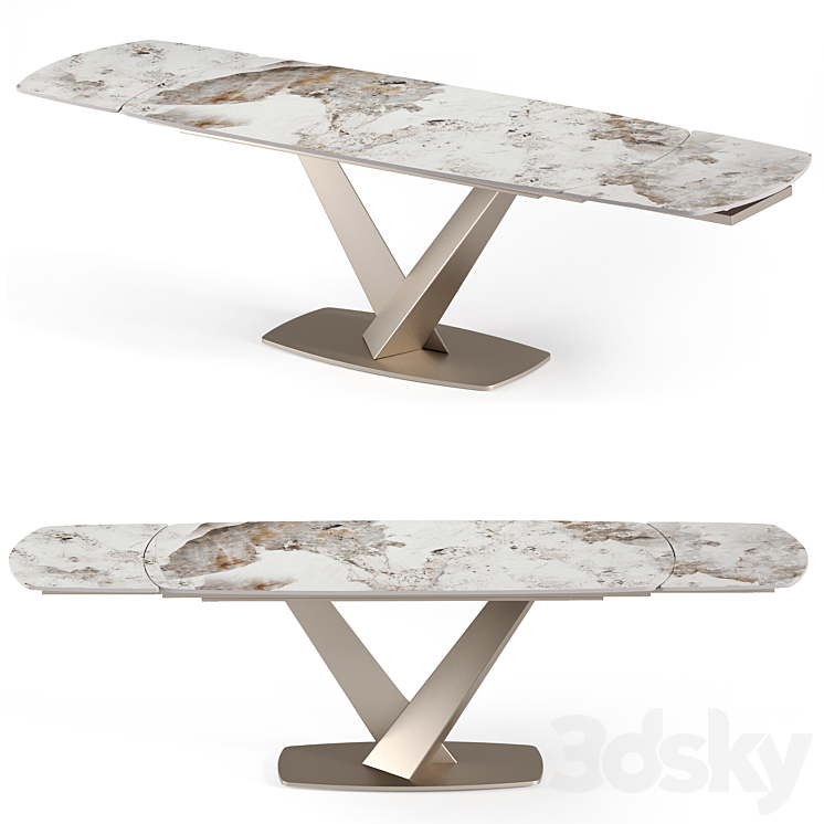 Victoria folding table with ceramic top 3DS Max Model - thumbnail 3