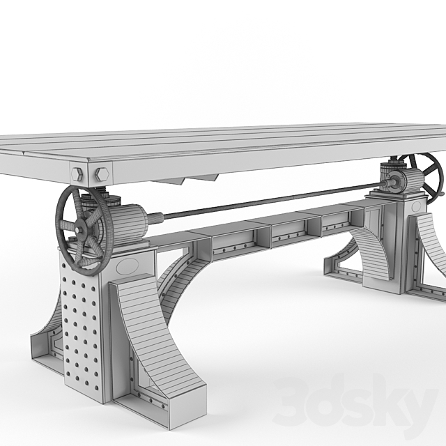 Vintage Industrial Bronx Crank Table 3DS Max Model - thumbnail 2