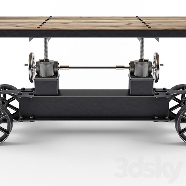 Vintage Industrial Train Crank Table 3DS Max Model - thumbnail 2