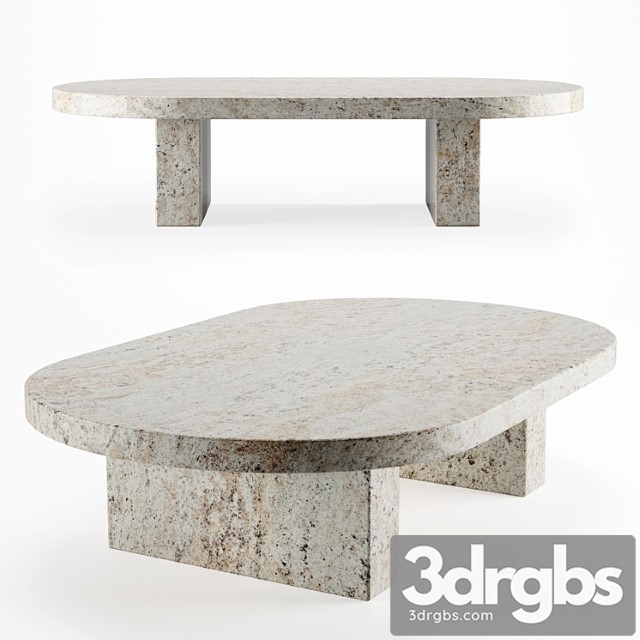 Vintage travertine oval coffee table - thumbnail 1