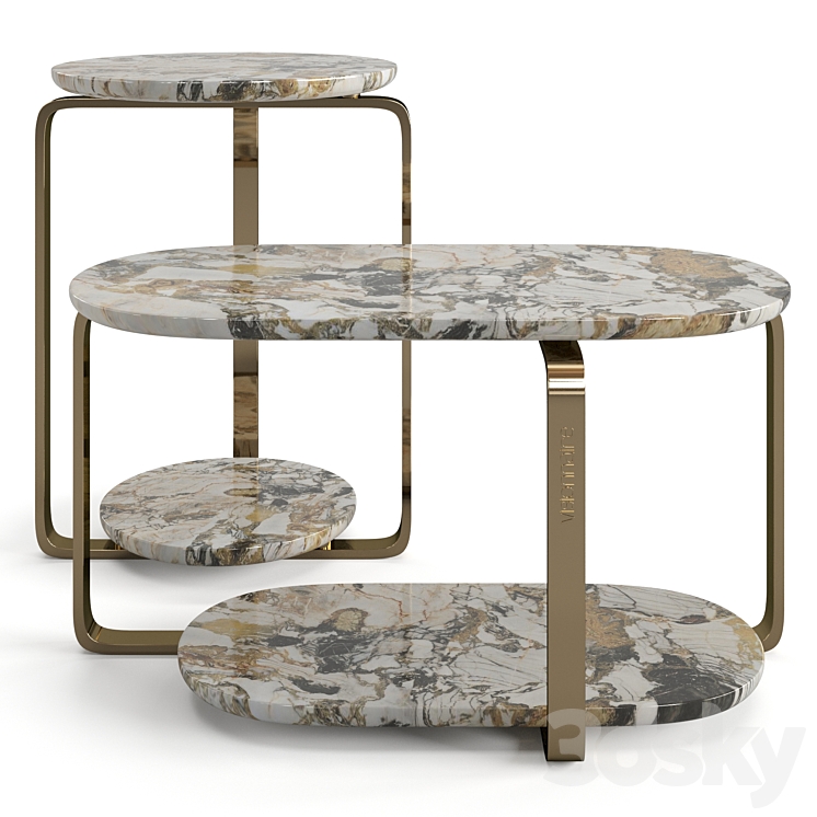 Visionnaire Button coffee tables set 3DS Max Model - thumbnail 3