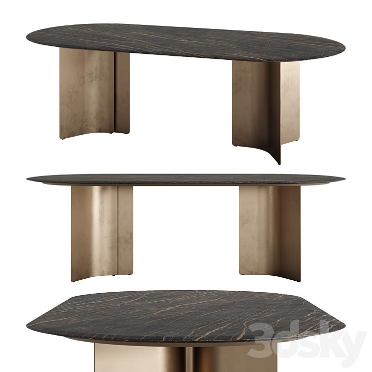 WAVE Oval Table by Marelli 3DS Max Model - thumbnail 3
