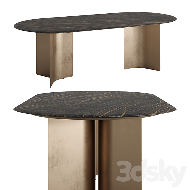 WAVE Oval Table by Marelli 3DS Max Model - thumbnail 2