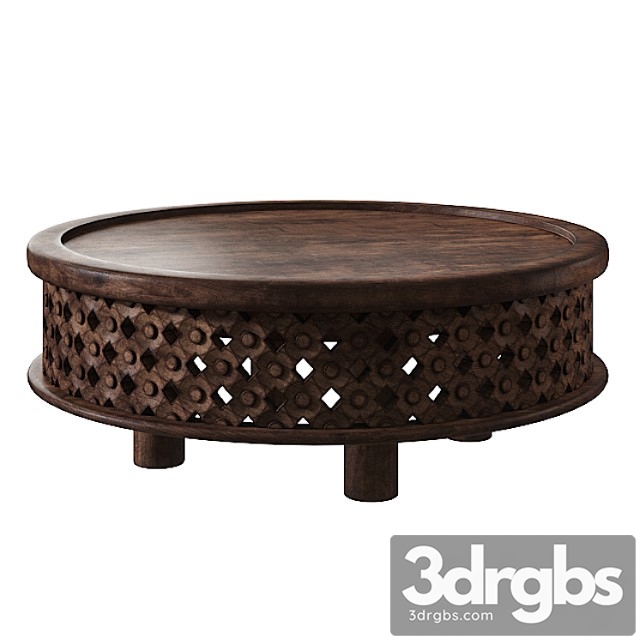 West elm carved wood coffee table - thumbnail 1