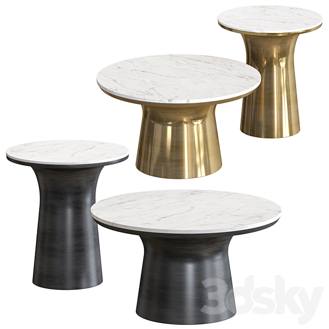 West Elm – Marble-Topped Pedestal Coffee Table 3DSMax File - thumbnail 1