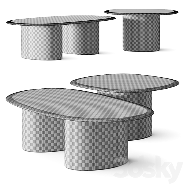 West Elm Organic Modular Coffee Tables 3DS Max Model - thumbnail 2