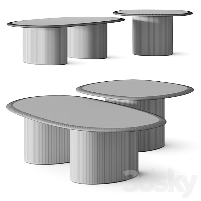 West Elm Organic Modular Coffee Tables 3DS Max Model - thumbnail 3