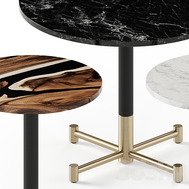 West Elm Round Bistro Table Set 3DSMax File - thumbnail 2