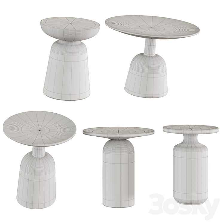 West elm side tables 3DS Max Model - thumbnail 2