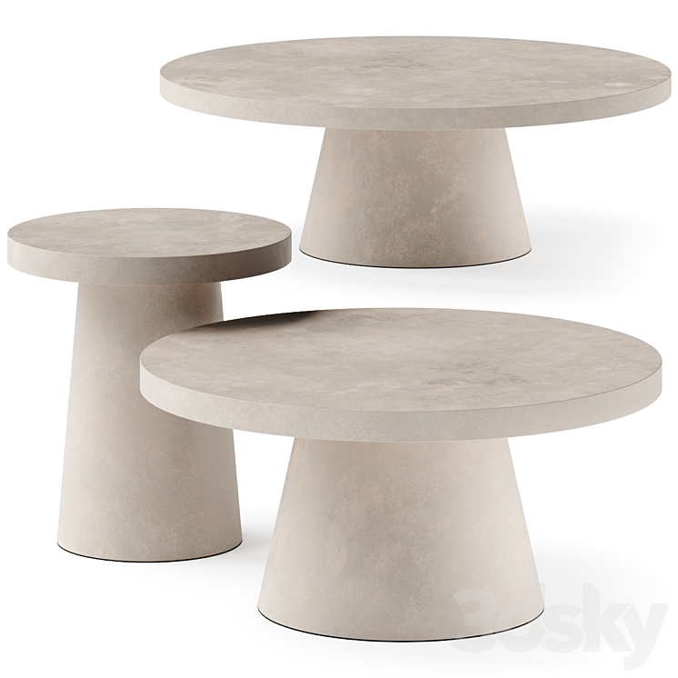 west elm Two-Tone Concrete Round Side Coffee Tables 3DS Max Model - thumbnail 3