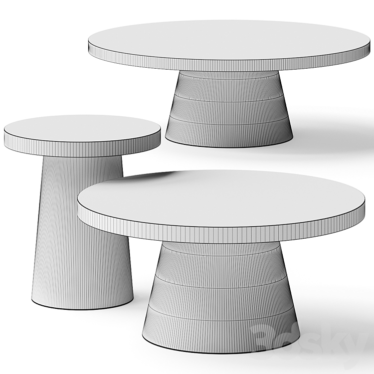 west elm Two-Tone Concrete Round Side Coffee Tables 3DS Max - thumbnail 2