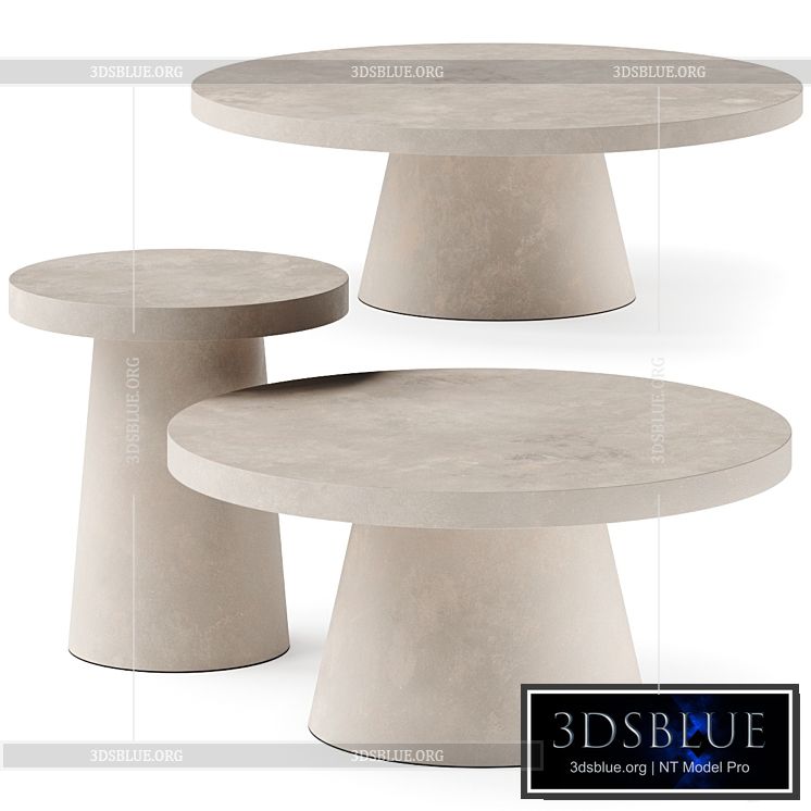 west elm Two-Tone Concrete Round Side Coffee Tables 3DS Max - thumbnail 3