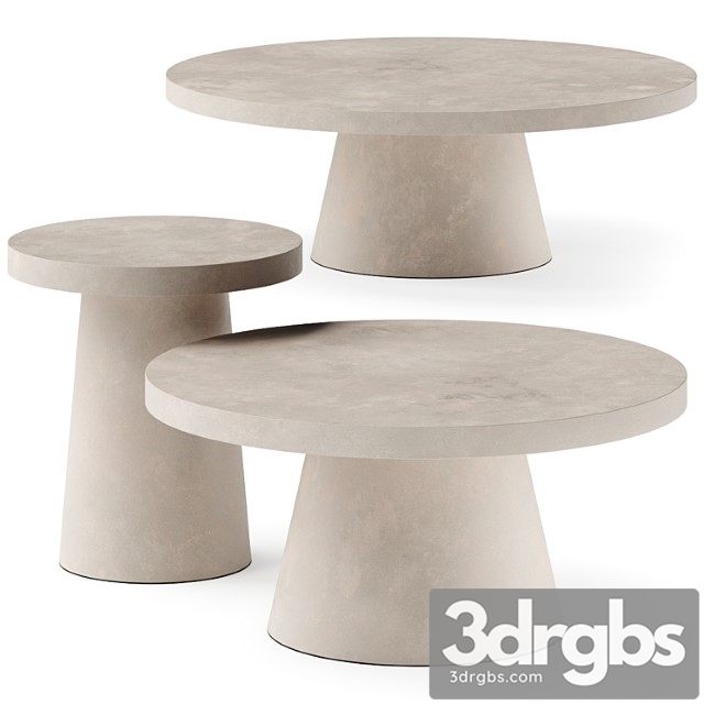 West Elm Two Tone Concrete Round Side Coffee Tables 3dsmax Download - thumbnail 1