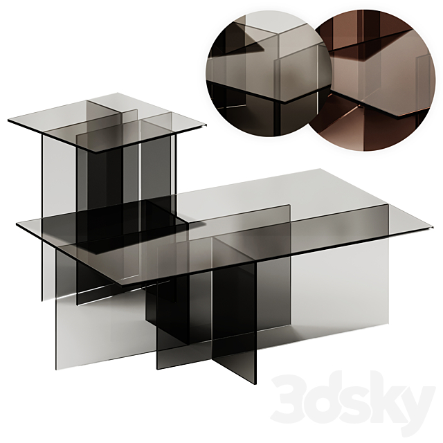 Westwing Collection Anouk Glass Side and Coffee Table 3ds Max - thumbnail 1