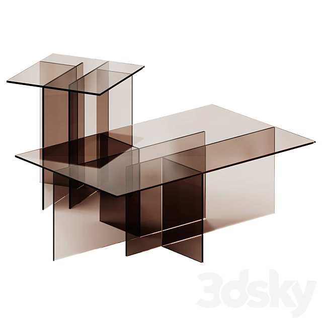 Westwing Collection Anouk Glass Side and Coffee Table 3ds Max - thumbnail 2