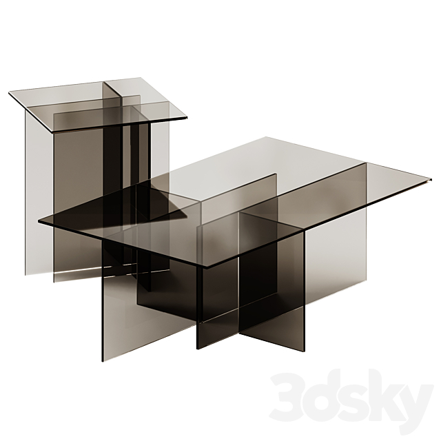 Westwing Collection Anouk Glass Side and Coffee Table 3ds Max - thumbnail 3