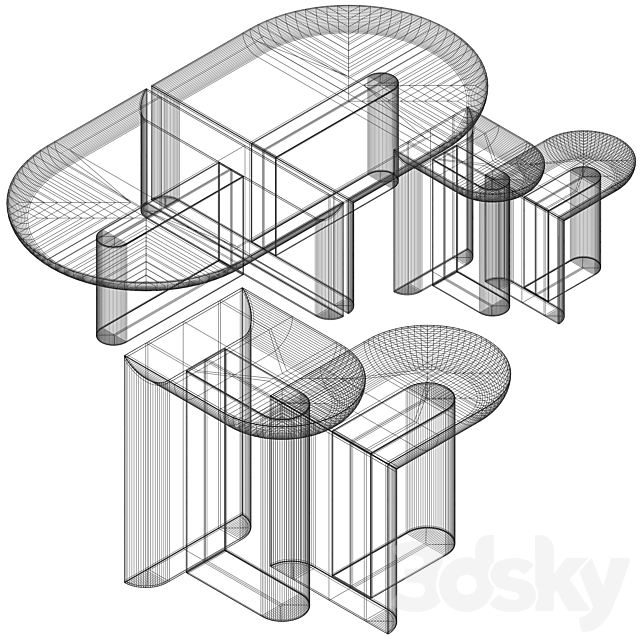 WeWood RE-FORM Coffee Side Tables 3DS Max Model - thumbnail 6