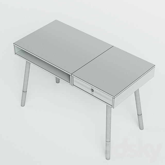 White desk Sonnenblick in Scandinavian style 3DS Max Model - thumbnail 3