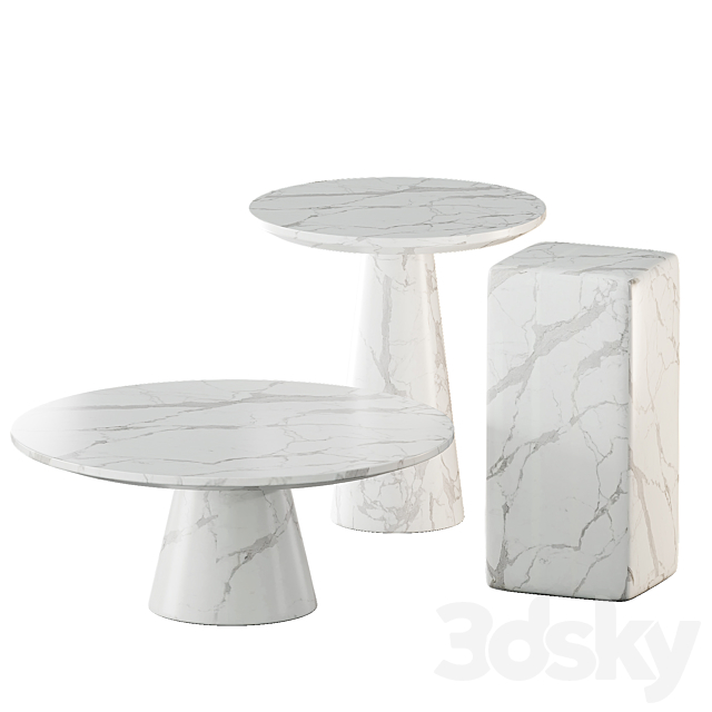 White marble tables set | Pols Potten 3DSMax File - thumbnail 1