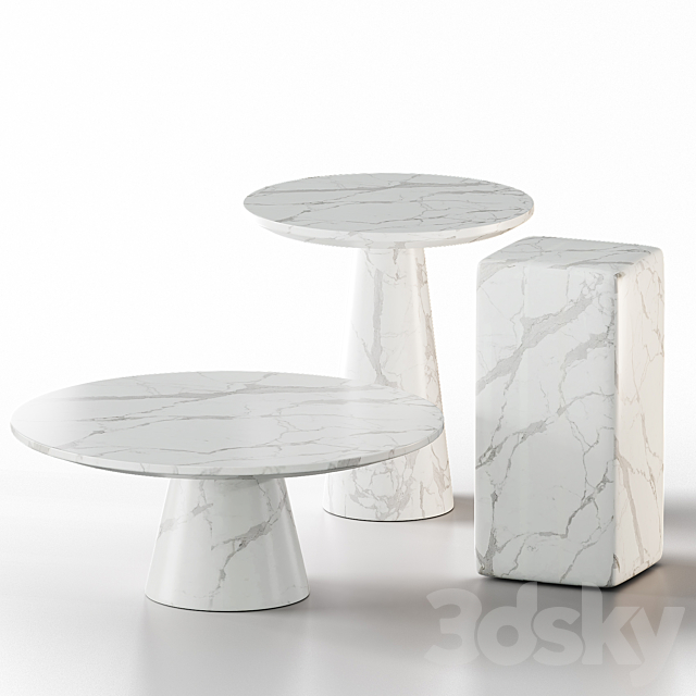 White marble tables set | Pols Potten 3DSMax File - thumbnail 2