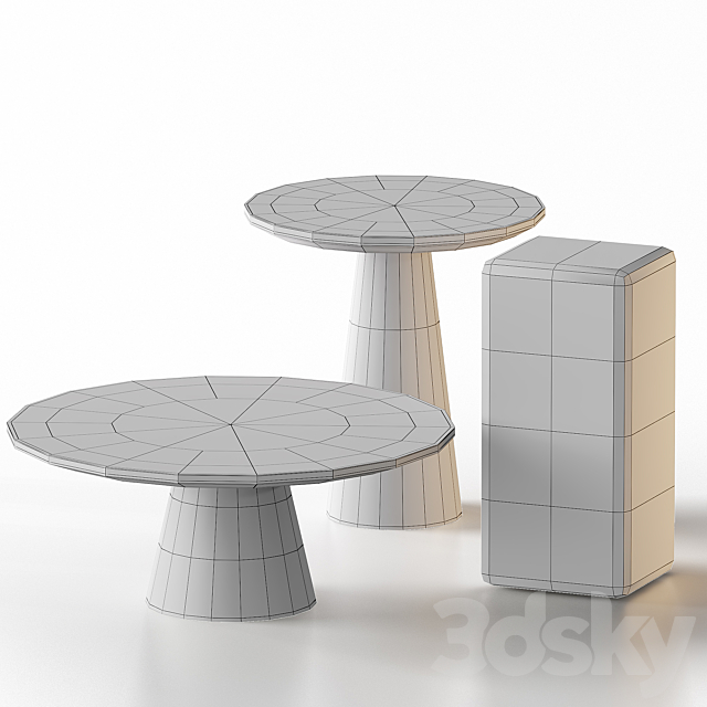 White marble tables set | Pols Potten 3DSMax File - thumbnail 3