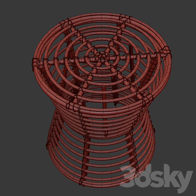 Wicker coffe table _ Rattan stool 3DSMax File - thumbnail 3