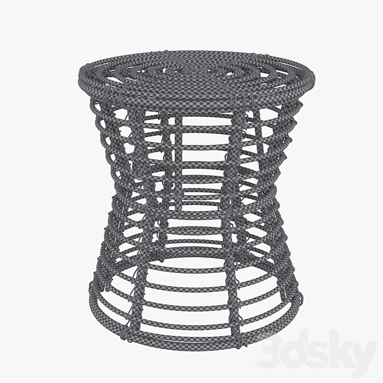 Wicker coffe table \/ Rattan stool 3DS Max - thumbnail 2